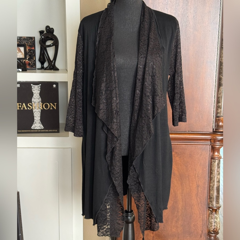 Lady Noiz Black Drape Lace Cardigan